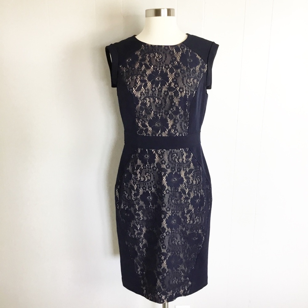 Adrianna Papell Body Con Navy Blue Size 6 Dress